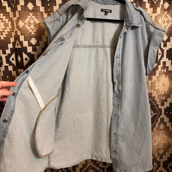 Steve Madden Size L Denim Dress, 100% Cotton - Picture 3 of 14